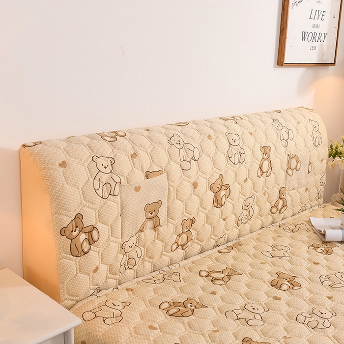 91家纺网 家纺一手货源 找家纺 恋绒家纺 2025新款全棉夹棉床头罩 快乐熊仔