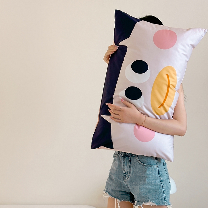 91家纺网 家纺一手货源 找家纺 昔可 2024新款大版数码印花单枕套 呆萌表情包