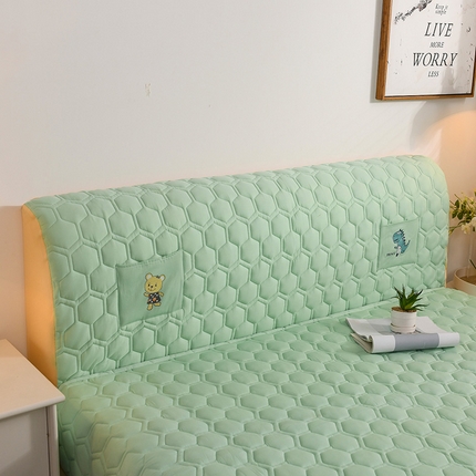 91家纺网 家纺一手货源 找家纺 恋绒家纺 2025新款全棉夹棉床头罩 薄荷绿