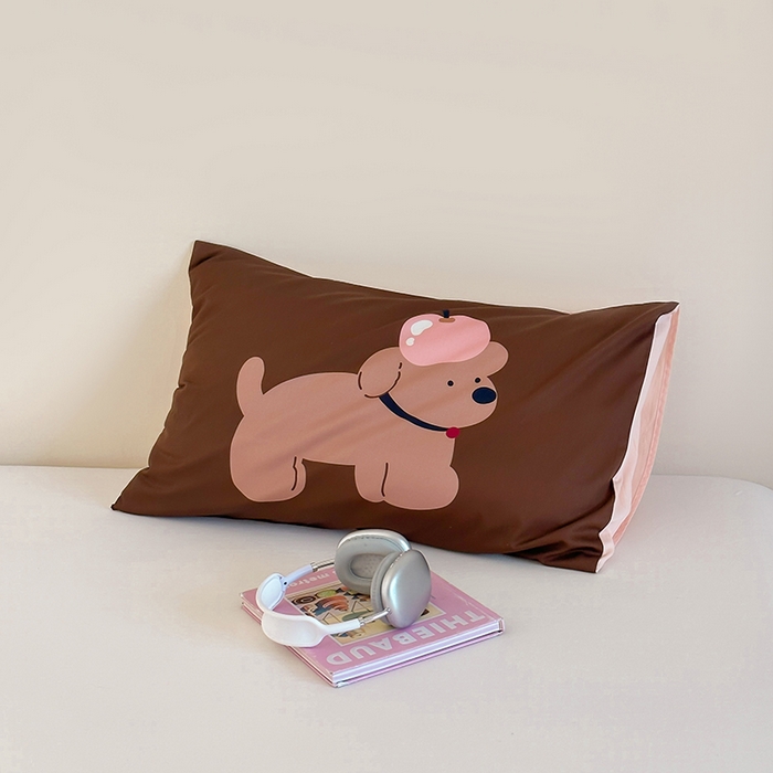 91家纺网 家纺一手货源 找家纺 昔可 2024新款大版数码印花单枕套 苹果狗狗