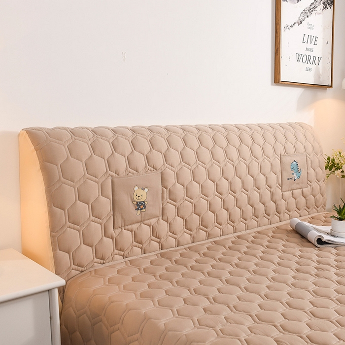 91家纺网 家纺一手货源 找家纺 恋绒家纺 2025新款全棉夹棉床头罩 浅驼色