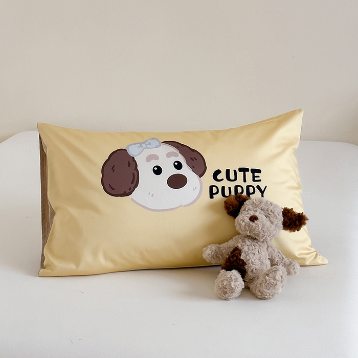 91家纺网 家纺一手货源 找家纺 昔可 2024新款大版数码印花单枕套 奶油小狗