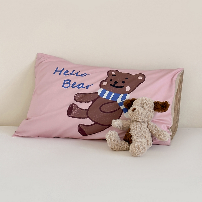 91家纺网 家纺一手货源 找家纺 昔可 2024新款大版数码印花单枕套 围巾小熊