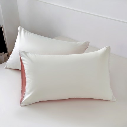 91家纺网 家纺一手货源 找家纺 （总）百寐 2024新款纯色双拼水洗真丝夏季凉感枕套