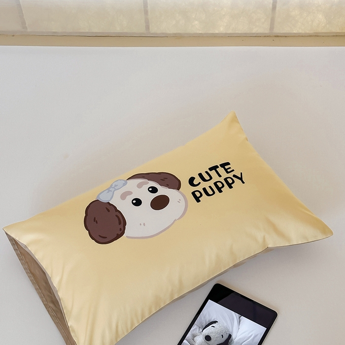 91家纺网 家纺一手货源 找家纺 昔可 2024新款大版数码印花单枕套 奶油小狗