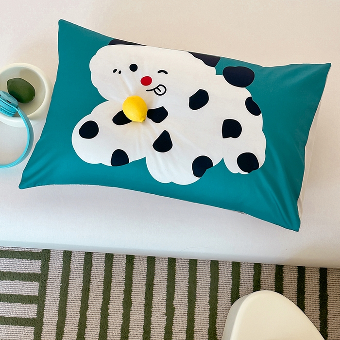 91家纺网 家纺一手货源 找家纺 昔可 2024新款大版数码印花单枕套 斑点猫