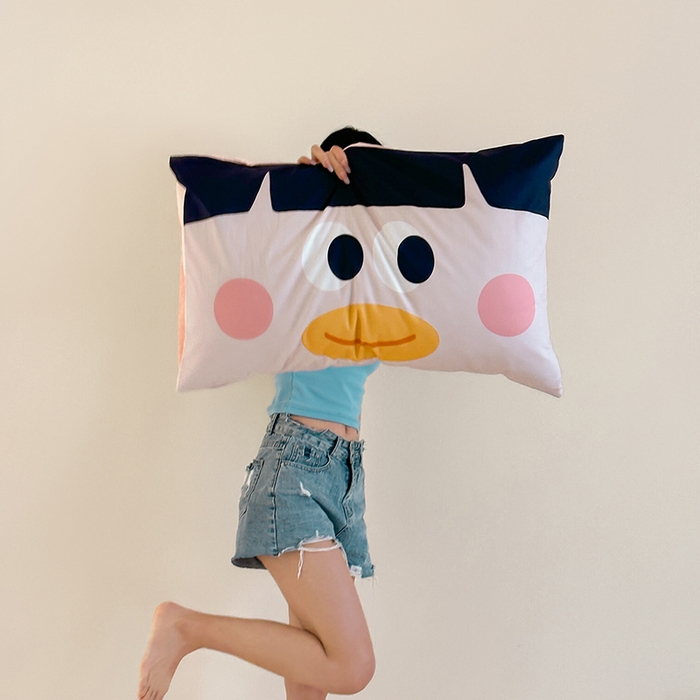 91家纺网 家纺一手货源 找家纺 昔可 2024新款大版数码印花单枕套 呆萌表情包