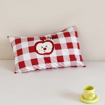 昔可 2024新款大版数码印花单枕套 红格苹果