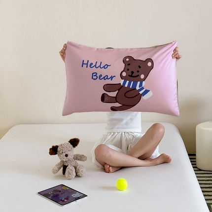 昔可 2024新款大版数码印花单枕套 围巾小熊