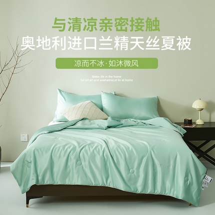 91家纺网 家纺一手货源 找家纺 巴宝路 2025新款（钻石款）奥地利进口兰精天丝夏被 水绿