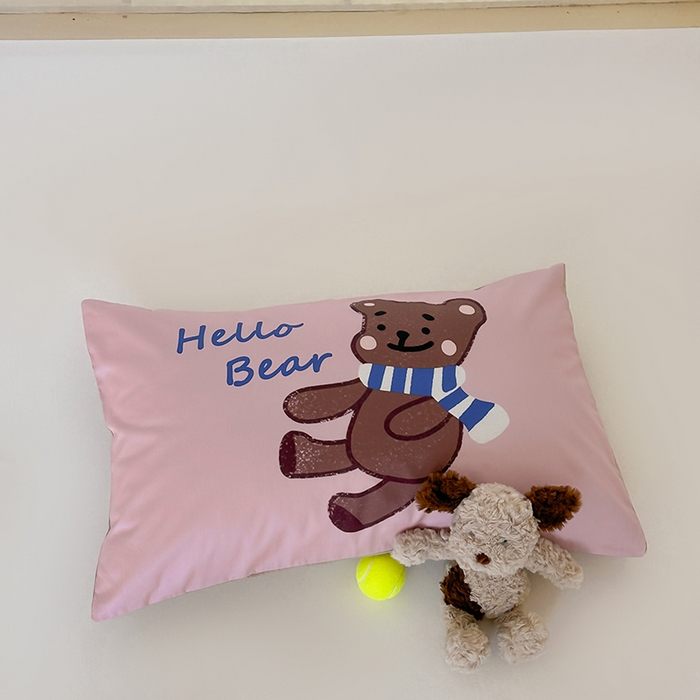 91家纺网 家纺一手货源 找家纺 昔可 2024新款大版数码印花单枕套 围巾小熊