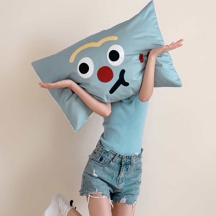 91家纺网 家纺一手货源 找家纺 昔可 2024新款大版数码印花单枕套 搞怪表情包