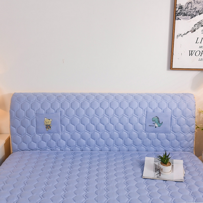 91家纺网 家纺一手货源 找家纺 恋绒家纺 2025新款全棉夹棉床头罩 清新蓝