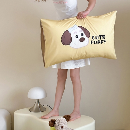 昔可 2024新款大版数码印花单枕套 奶油小狗