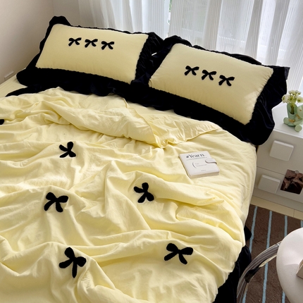 91家纺网 家纺一手货源 找家纺 （总）富米莱（原臻工厂） 2024新款法式毛巾绣花边水洗夏被四件套