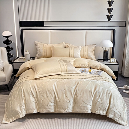 91家纺网 家纺一手货源 找家纺 （总）艺玲 2024新款简约磨毛浮雕刺绣提花四件套