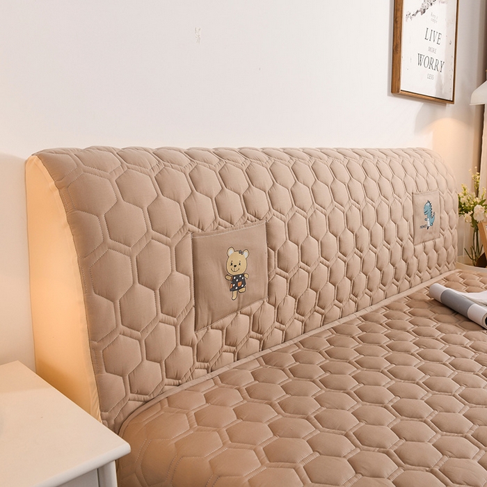 91家纺网 家纺一手货源 找家纺 恋绒家纺 2025新款全棉夹棉床头罩 浅驼色