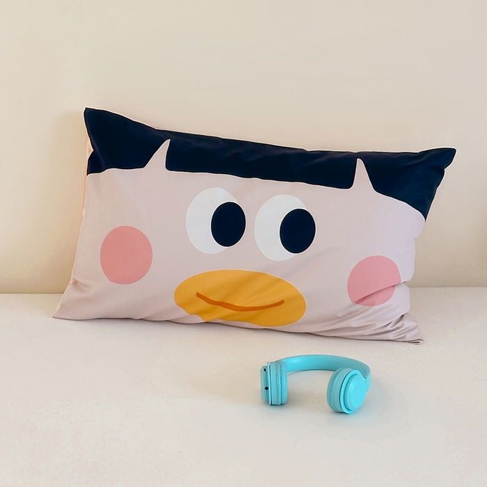 91家纺网 家纺一手货源 找家纺 昔可 2024新款大版数码印花单枕套 呆萌表情包