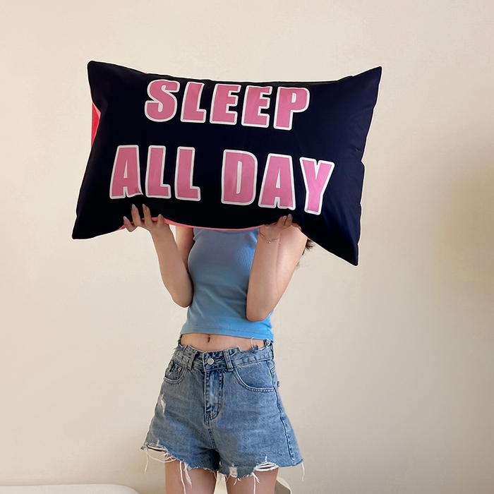 91家纺网 家纺一手货源 找家纺 昔可 2024新款大版数码印花单枕套 甜酷字母