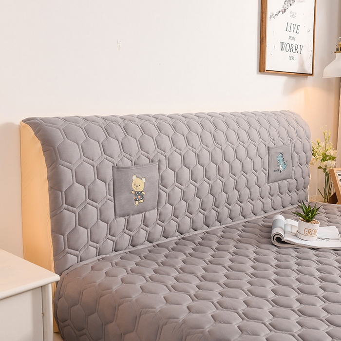 91家纺网 家纺一手货源 找家纺 恋绒家纺 2025新款全棉夹棉床头罩 星空灰