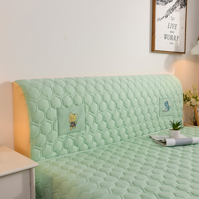 91家纺网 家纺一手货源 找家纺 恋绒家纺 2025新款全棉夹棉床头罩 薄荷绿