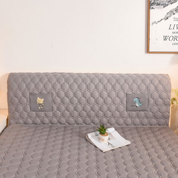 91家纺网 家纺一手货源 找家纺 恋绒家纺 2025新款全棉夹棉床头罩 星空灰