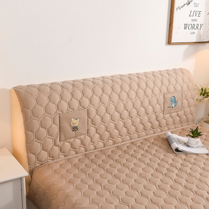 91家纺网 家纺一手货源 找家纺 恋绒家纺 2025新款全棉夹棉床头罩 浅驼色