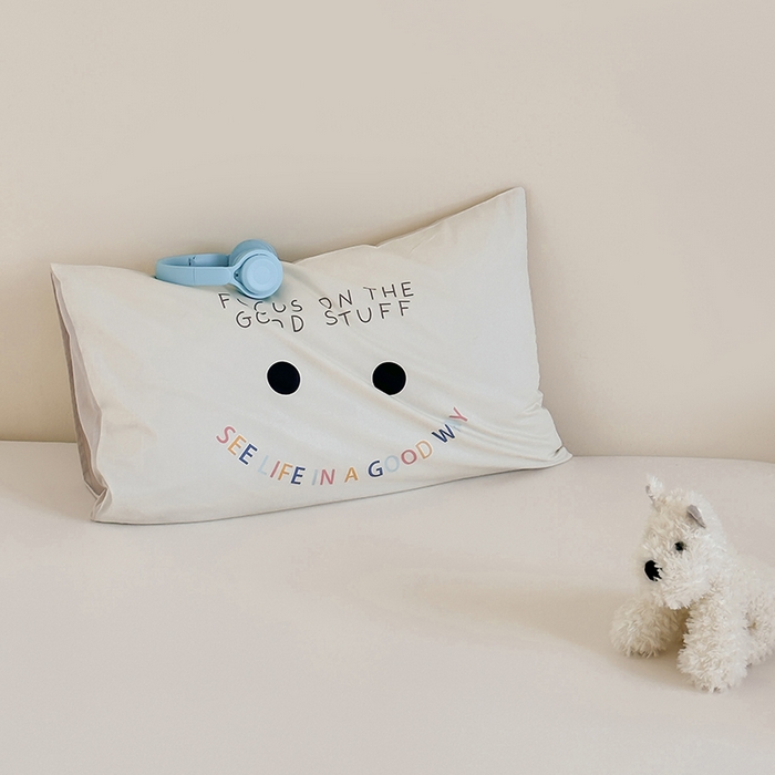 91家纺网 家纺一手货源 找家纺 昔可 2024新款大版数码印花单枕套 字母笑脸