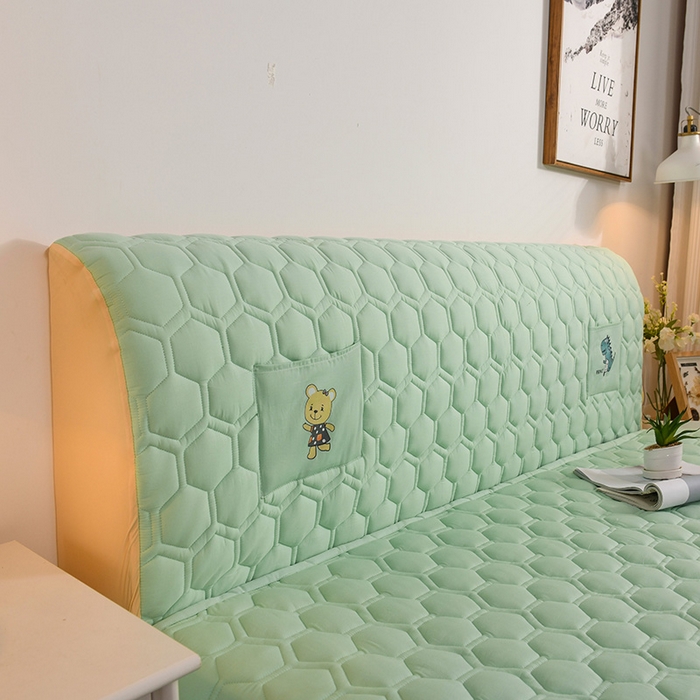 91家纺网 家纺一手货源 找家纺 恋绒家纺 2025新款全棉夹棉床头罩 薄荷绿