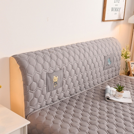 91家纺网 家纺一手货源 找家纺 恋绒家纺 2025新款全棉夹棉床头罩 星空灰