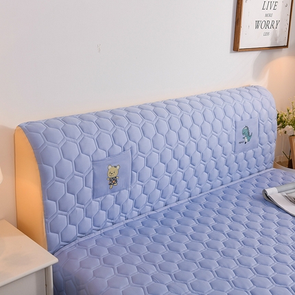 恋绒家纺 2025新款全棉夹棉床头罩 清新蓝