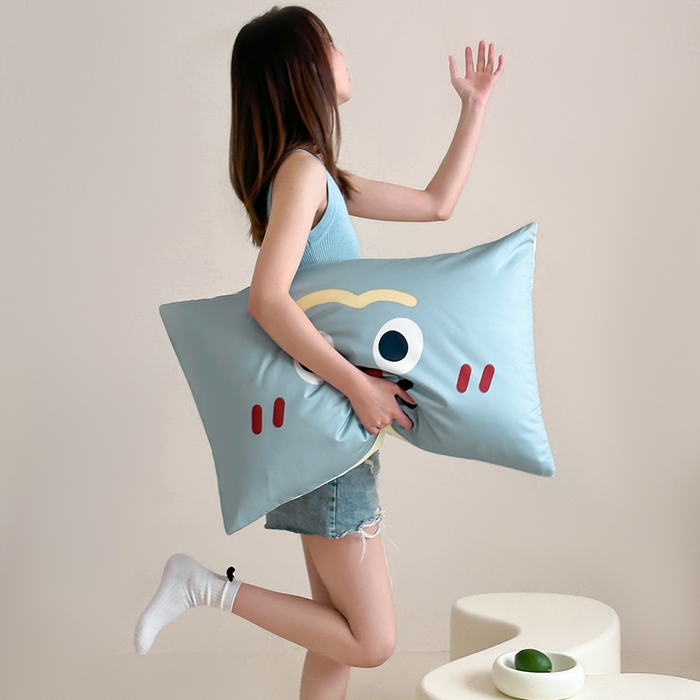 91家纺网 家纺一手货源 找家纺 昔可 2024新款大版数码印花单枕套 搞怪表情包