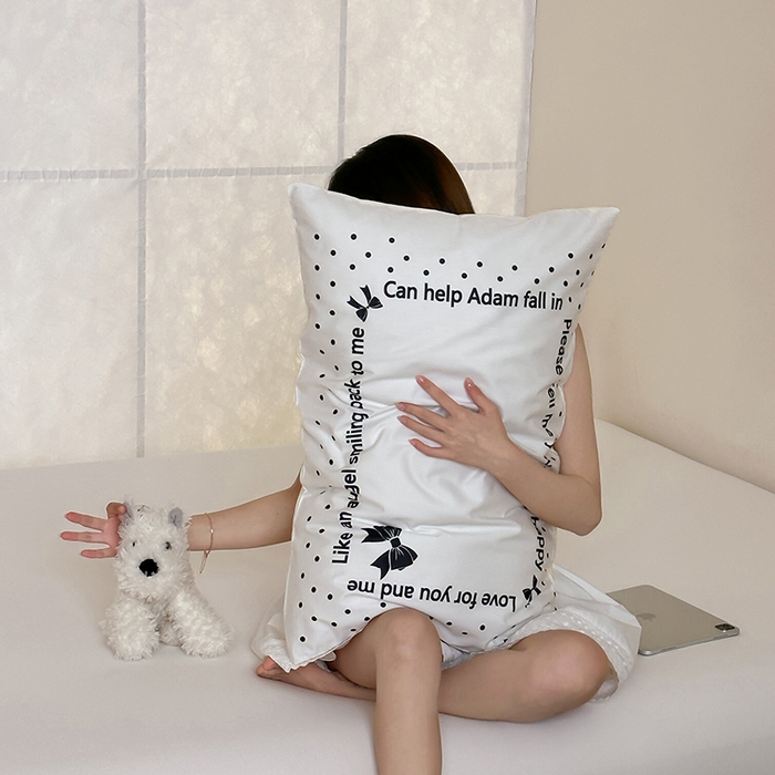 91家纺网 家纺一手货源 找家纺 昔可 2024新款大版数码印花单枕套 赫本蝴蝶结