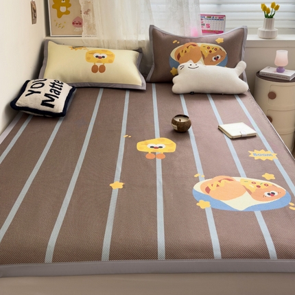 91家纺网 家纺一手货源 找家纺 山茶 2024新款凉感舒适亲肤冰丝藤席 冰藤席-一盘汉堡（咖）