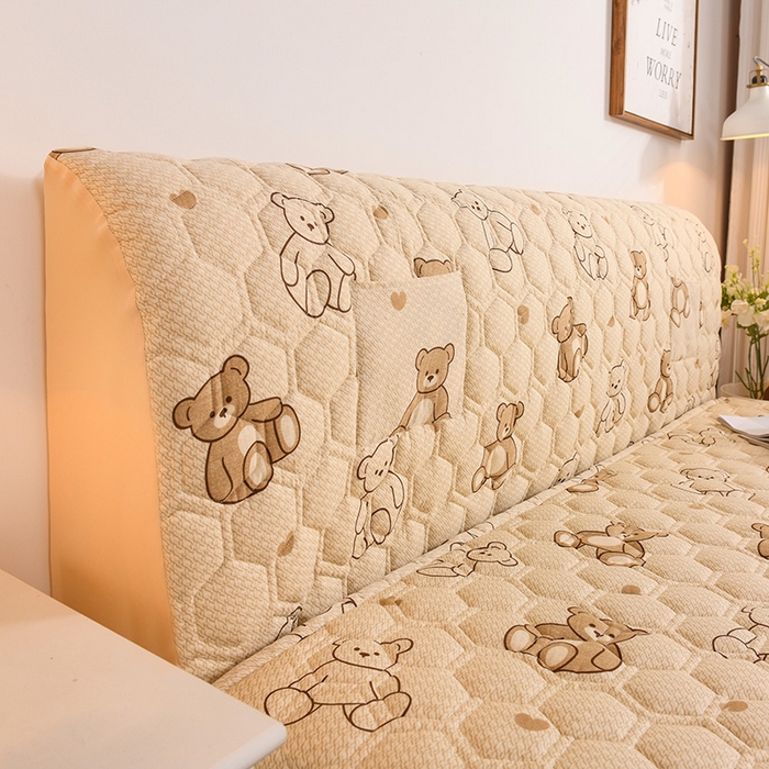 91家纺网 家纺一手货源 找家纺 恋绒家纺 2025新款全棉夹棉床头罩 快乐熊仔