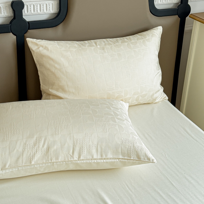 91家纺网 家纺一手货源 找家纺 金丝鸟家纺 2024新款棉水洗棉纯色提花四件套 风车 白