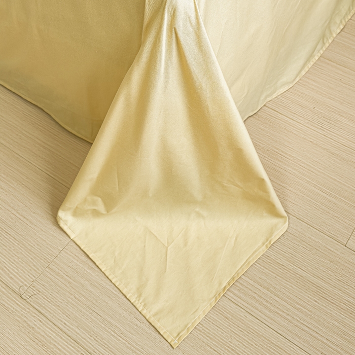 91家纺网 家纺一手货源 找家纺 金丝鸟家纺 2024新款棉水洗棉纯色提花四件套 山茶花 姜黄