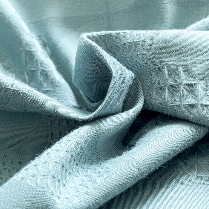 91家纺网 家纺一手货源 找家纺 金丝鸟家纺 2024新款棉水洗棉纯色提花四件套 风车 青石兰