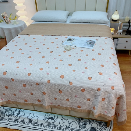 91家纺网 家纺一手货源 找家纺 暖居 2024新款双面天丝单件床盖 橙子