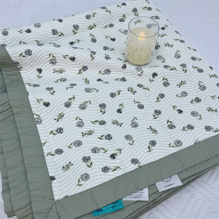 91家纺网 家纺一手货源 找家纺 暖居 2024新款双面天丝单件床盖 茶香绿