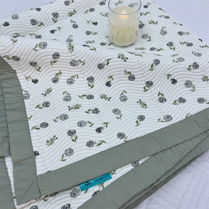 91家纺网 家纺一手货源 找家纺 暖居 2024新款双面天丝单件床盖 茶香绿