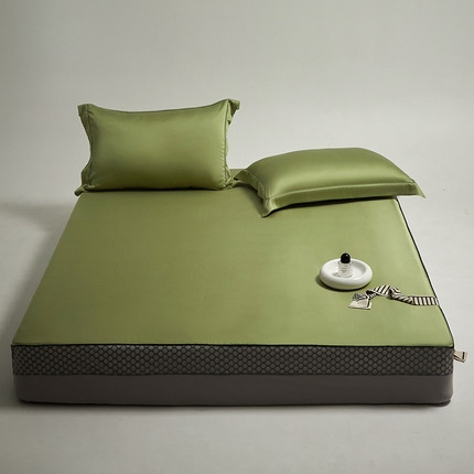 91家纺网 家纺一手货源 找家纺 纪梵茜 2025新款100支天丝床笠三件套 冰岛绿