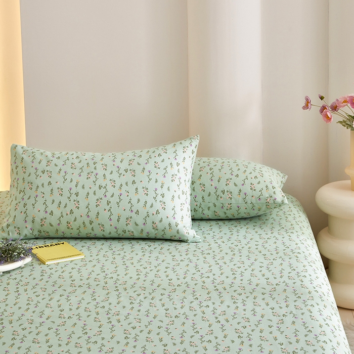 91家纺网 家纺一手货源 找家纺 怡家居 2024新款A类老粗布枕套床单床笠单品组合三件套 倾心