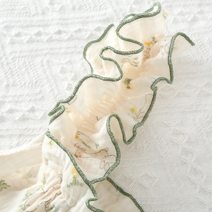 91家纺网 家纺一手货源 找家纺 洛兰沙家居馆【只代发】【只代发】 2024新款夏季绉布吊带套装 田园兔