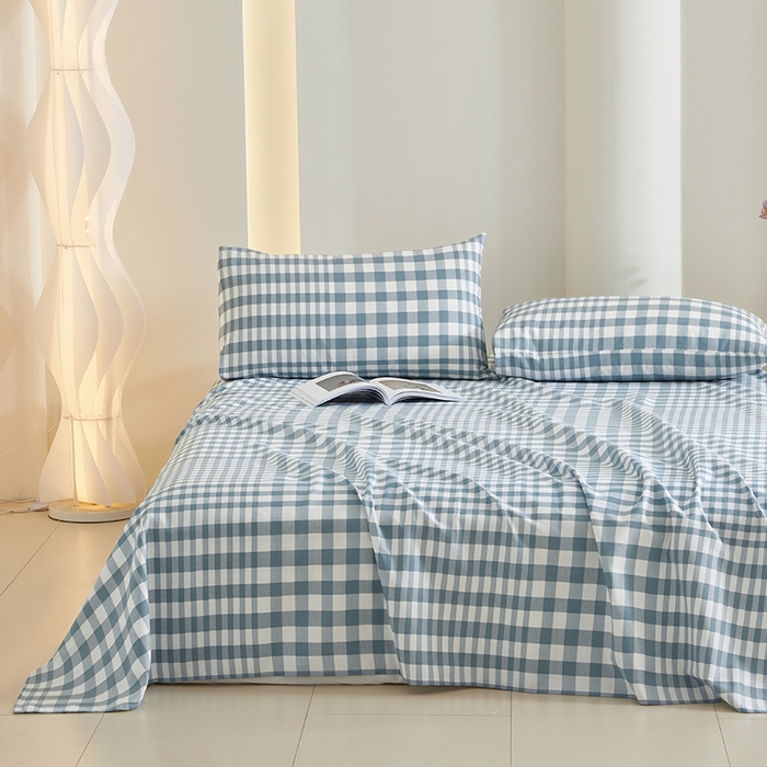 91家纺网 家纺一手货源 找家纺 怡家居 2024新款A类老粗布枕套床单床笠单品组合三件套 克洛伊