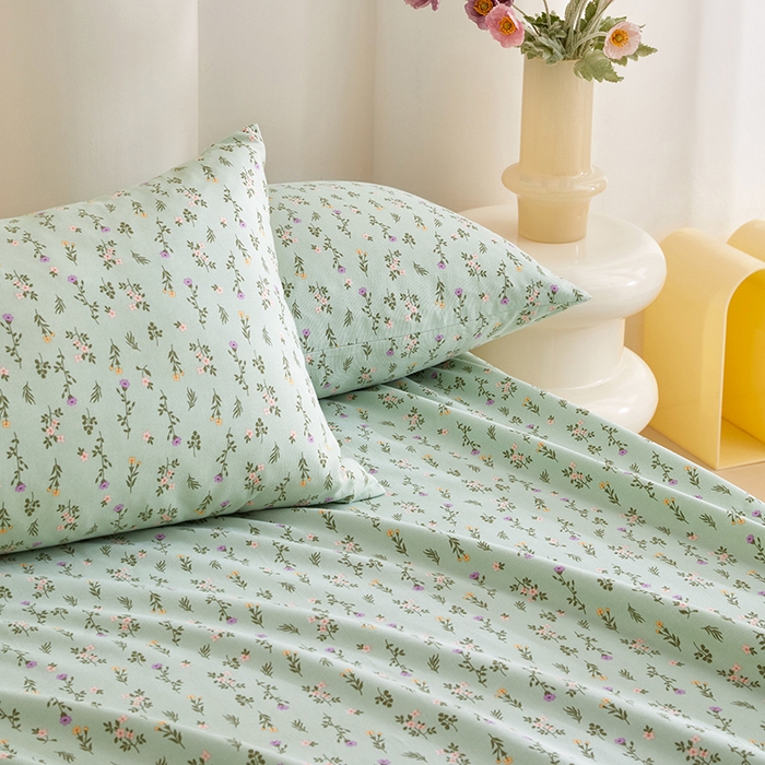 91家纺网 家纺一手货源 找家纺 怡家居 2024新款A类老粗布枕套床单床笠单品组合三件套 倾心