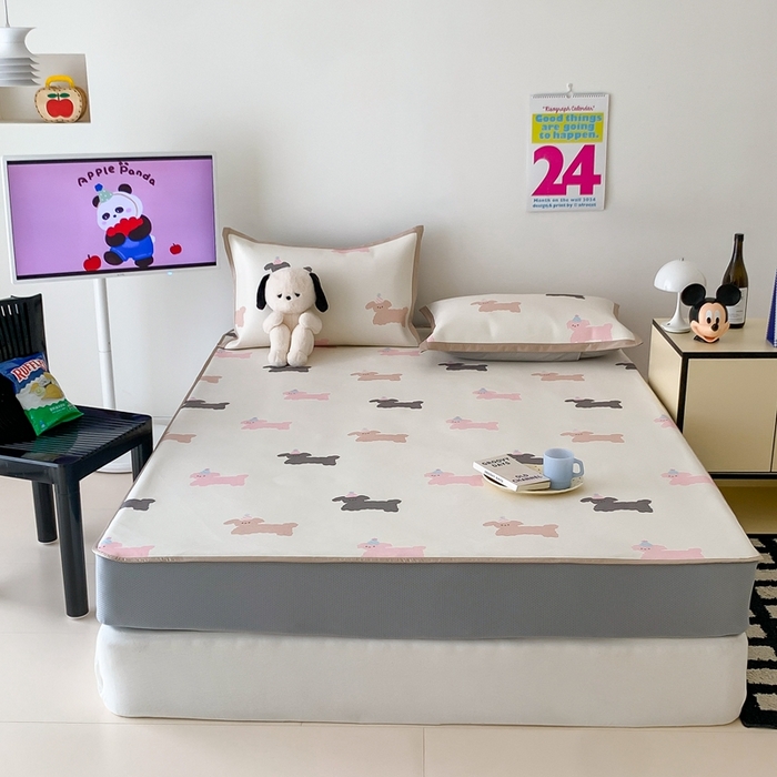 91家纺网 家纺一手货源 找家纺 昔可家纺 2024新款冰藤席床笠款--卡通系列 生日帽狗狗