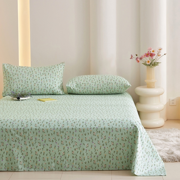 91家纺网 家纺一手货源 找家纺 怡家居 2024新款A类老粗布枕套床单床笠单品组合三件套 倾心