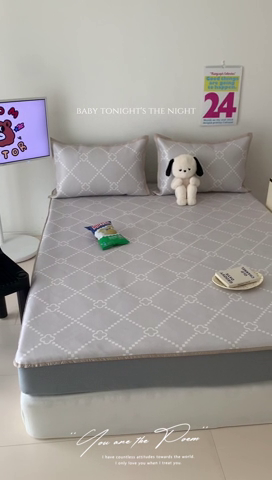 91家纺网 家纺一手货源 找家纺 昔可家纺 2024新款冰藤席床笠款--简约系列 菱格四叶花