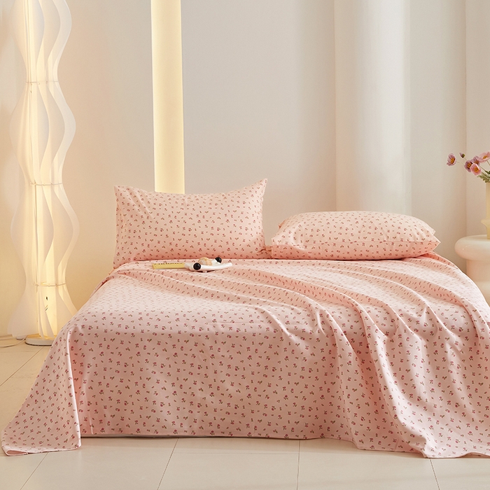 91家纺网 家纺一手货源 找家纺 怡家居 2024新款A类老粗布枕套床单床笠单品组合三件套 曼妙花